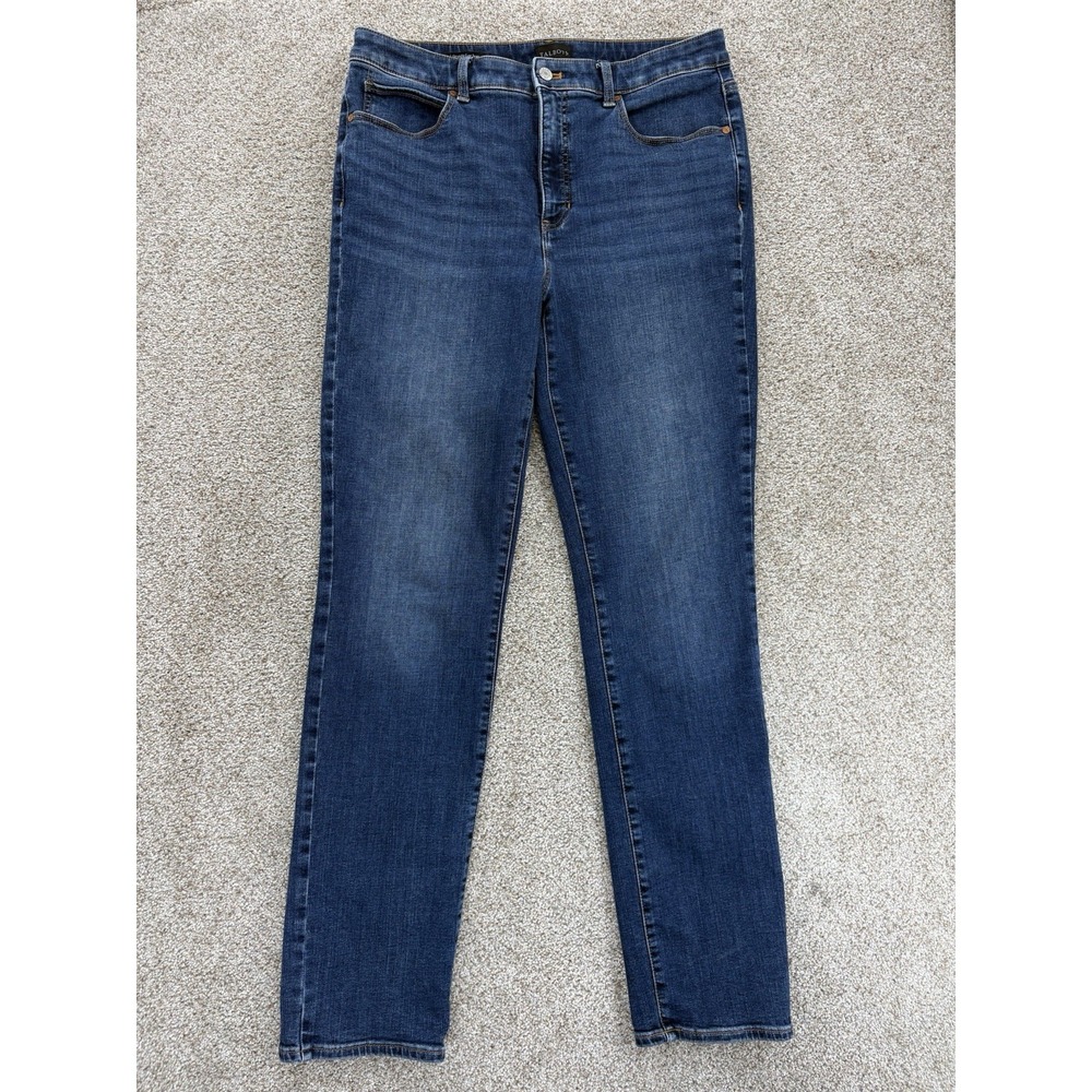 Talbots High Rise Straight Denim Jeans Women's 12 Long Blue Medium Wash Stretch